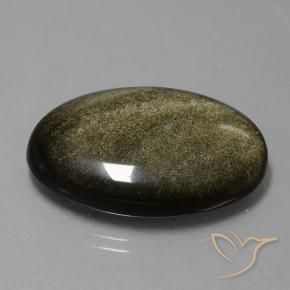 25.88 ct Black Obsidian Stone, Natural Obsidian in Oval Cabochon Shape for Sale
