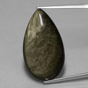 18.4ct Pear Cabochon Black Gold Sheen Obsidian Gem for sale 18.4ct Pear Cabochon Black Gold Sheen Obsidian Gem (ID: 433723)