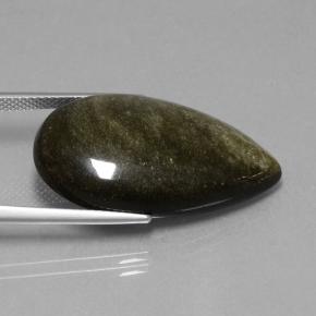 Obsidian Gemstone in 28.4 x 16.3 mm Size for Sale, Obsidian Stone in Black Gold Sheen Color