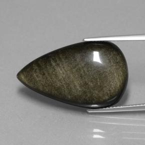 19.36 ct Black Obsidian Stone, Natural Obsidian in Pear Cabochon Shape for Sale