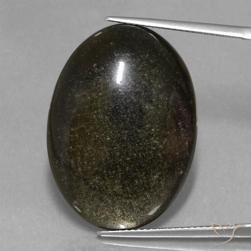 Obsidiana Negro Ovalada de 28,3 x 20,5mm de México, peso de 23.72 ct, piedra preciosa natural No tratado en Opaco Clarity, Obsidiana Cabujón Óvalo de 1 pieza - Color: Negro, dureza Mohs de 5 - 5.5, Photo A