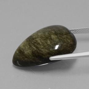 Obsidian Gemstone in 23.7 x 17 mm Size for Sale, Obsidian Stone in Black with Bronze Color