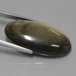 Obsidian Gemstone in 31.5 x 16.8 mm Size for Sale, Obsidian Stone in Gold Sheen Color