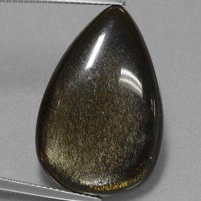 19.08 ct Black Obsidian Gemstone, Obsidian Gem in Pear Cabochon Shape for Sale.