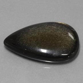 19.08 ct Black Obsidian Stone, Natural Obsidian in Pear Cabochon Shape for Sale