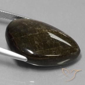 Obsidian Gemstone in 27.4 x 18.5 mm Size for Sale, Obsidian Stone in Brown Black Color