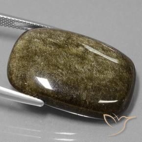 Obsidian Gemstone in 27.1 x 18.9 mm Size for Sale, Obsidian Stone in Black with Gold Sheen Color