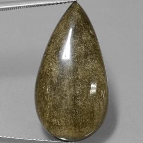 20.88 ct Black Obsidian Gemstone, Obsidian Gem in Pear Cabochon Shape for Sale.
