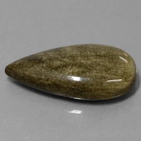20.88 ct Black Obsidian Stone, Natural Obsidian in Pear Cabochon Shape for Sale