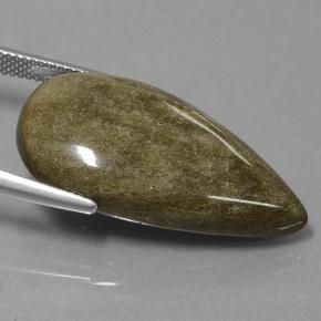 Obsidian Gemstone in 30.6 x 16.3 mm Size for Sale, Obsidian Stone in Black Gold Sheen Color