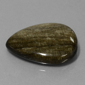 19.38 ct Gold Obsidian Stone, Natural Obsidian in Pear Cabochon Shape for Sale