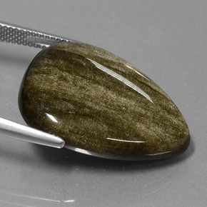 Obsidian Gemstone in 25.7 x 19.2 mm Size for Sale, Obsidian Stone in Gold Sheen Color