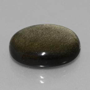 18.98 ct Black Obsidian Stone, Natural Obsidian in Oval Cabochon Shape for Sale