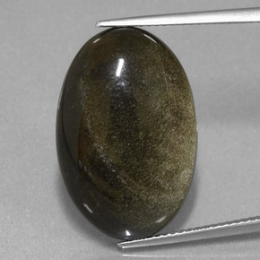 15.30 ct Gold Obsidian Gemstone, Obsidian Gem in Oval Cabochon Shape for Sale.