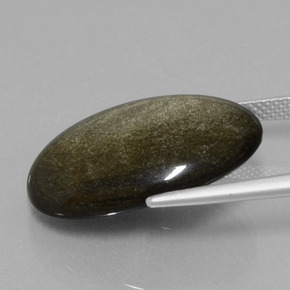 Obsidian Gemstone in 23.5 x 15.6 mm Size for Sale, Obsidian Stone in Gold Sheen Color