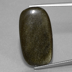 12.89 ct Gold Obsidian Gemstone, Obsidian Gem in Cushion Cabochon Shape for Sale.