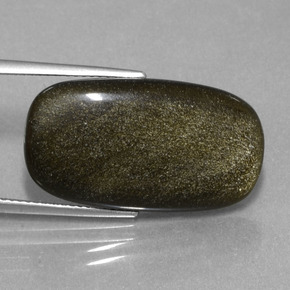 12.89 ct Gold Obsidian Stone, Natural Obsidian in Cushion Cabochon Shape for Sale