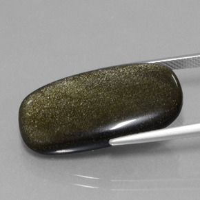 Obsidian Gemstone in 25.7 x 14.2 mm Size for Sale, Obsidian Stone in Gold Sheen Color