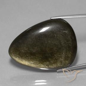 38.75 ct Golden Obsidian Stone, Natural Obsidian in Trillion Cabochon Shape for Sale