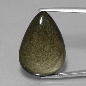 17.4ct Pear Cabochon Black Gold Sheen Obsidian Gem for sale 17.4ct Pear Cabochon Black Gold Sheen Obsidian Gem (ID: 433884)