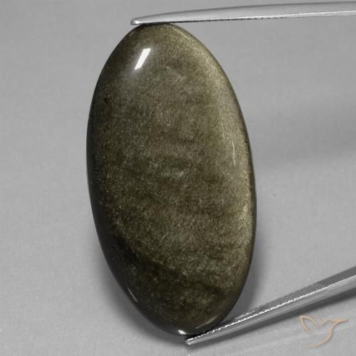 37.05 ct Oval Obsidian, 40.1 x 21.2 mm From Mexico, Photo A