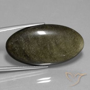 37.05 ct Golden Obsidian Stone, Natural Obsidian in Oval Cabochon Shape for Sale