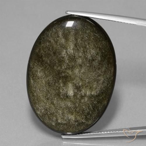 45.87 ct Oval Obsidian, 35 x 25.6 mm From Mexico, Photo A