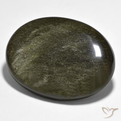 42.63 ct Golden Obsidian Stone, Natural Obsidian in Oval Cabochon Shape for Sale