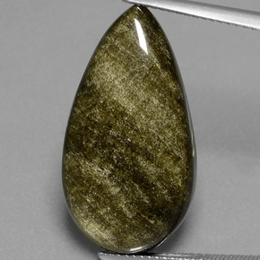 16.19 ct Gold Obsidian Gemstone, Obsidian Gem in Pear Cabochon Shape for Sale.