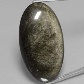 41.23 ct Gold Obsidian Gemstone, Obsidian Gem in Oval Cabochon Shape for Sale.
