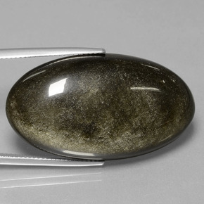 41.23 ct Gold Obsidian Stone, Natural Obsidian in Oval Cabochon Shape for Sale