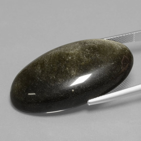 Obsidian Gemstone in 36.7 x 20.5 mm Size for Sale, Obsidian Stone in Gold Sheen Color