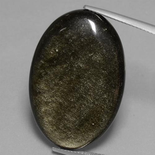 Black with Gold Sheen Obsidian Gem - 32.5ct Oval Cabochon (ID: 433970)