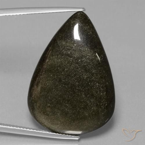 27.71 ct Pear Obsidian, 30.9 x 22 mm From Mexico, Photo A