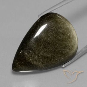 27.71 ct Black Obsidian Stone, Natural Obsidian in Pear Cabochon Shape for Sale