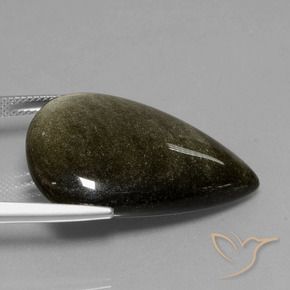 Obsidian Gemstone in 30 x 22 mm (calibrated) Size for Sale, Obsidian Stone in Black with Gold Sheen Color