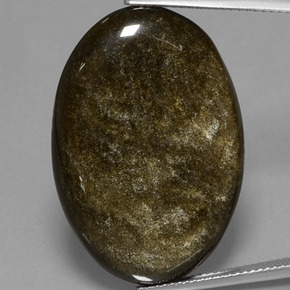 26.69 ct Gold Obsidian Gemstone, Obsidian Gem in Oval Cabochon Shape for Sale.