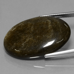 Obsidian Gemstone in 31.4 x 21.3 mm Size for Sale, Obsidian Stone in Gold Sheen Color