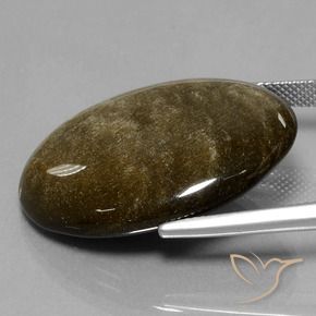 Obsidian Gemstone in 30.7 x 23.9 mm Size for Sale, Obsidian Stone in Black with Gold Sheen Color