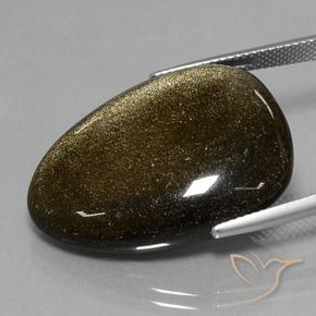 Obsidian Gemstone in 29 x 20.7 mm Size for Sale, Obsidian Stone in Black with Gold Sheen Color