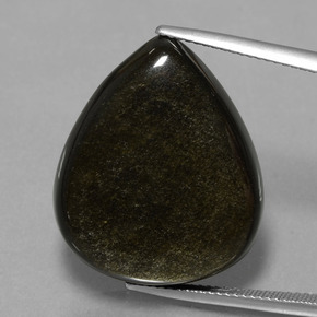 26.56 ct Black Obsidian Gemstone, Obsidian Gem in Pear Cabochon Shape for Sale.