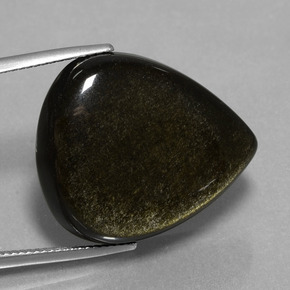 26.56 ct Black Obsidian Stone, Natural Obsidian in Pear Cabochon Shape for Sale