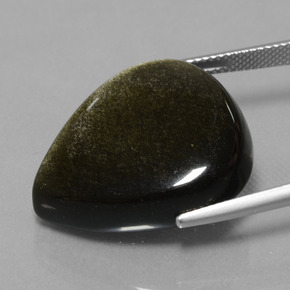 Obsidian Gemstone in 25.3 x 21 mm Size for Sale, Obsidian Stone in Black Gold Sheen Color