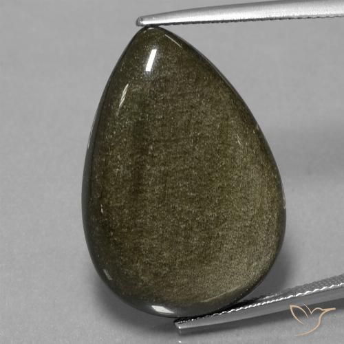 24.86 ct Pear Obsidian, 28 x 19.3 mm From Mexico, Photo A