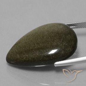 Obsidian Gemstone in 27 x 20 mm (calibrated) Size for Sale, Obsidian Stone in Light Blackish Brown Color