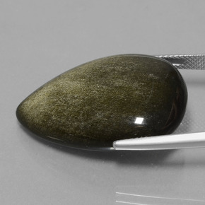 Obsidian Gemstone in 29.6 x 20.6 mm Size for Sale, Obsidian Stone in Blackish Bronze Color