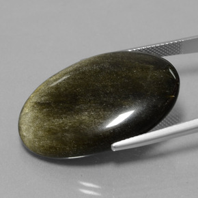Obsidian Gemstone in 31.7 x 21.4 mm Size for Sale, Obsidian Stone in Blackish Bronze Color