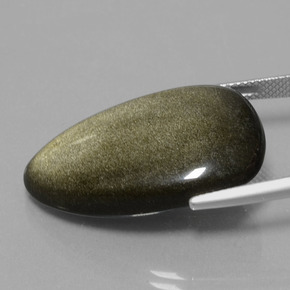 Obsidian Gemstone in 29.5 x 18.6 mm Size for Sale, Obsidian Stone in Light Blackish Brown Color