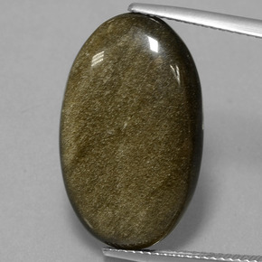 12.58 ct Gold Obsidian Gemstone, Obsidian Gem in Oval Cabochon Shape for Sale.