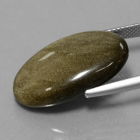 Obsidian Gemstone in 23.7 x 14.6 mm Size for Sale, Obsidian Stone in Gold Sheen Color